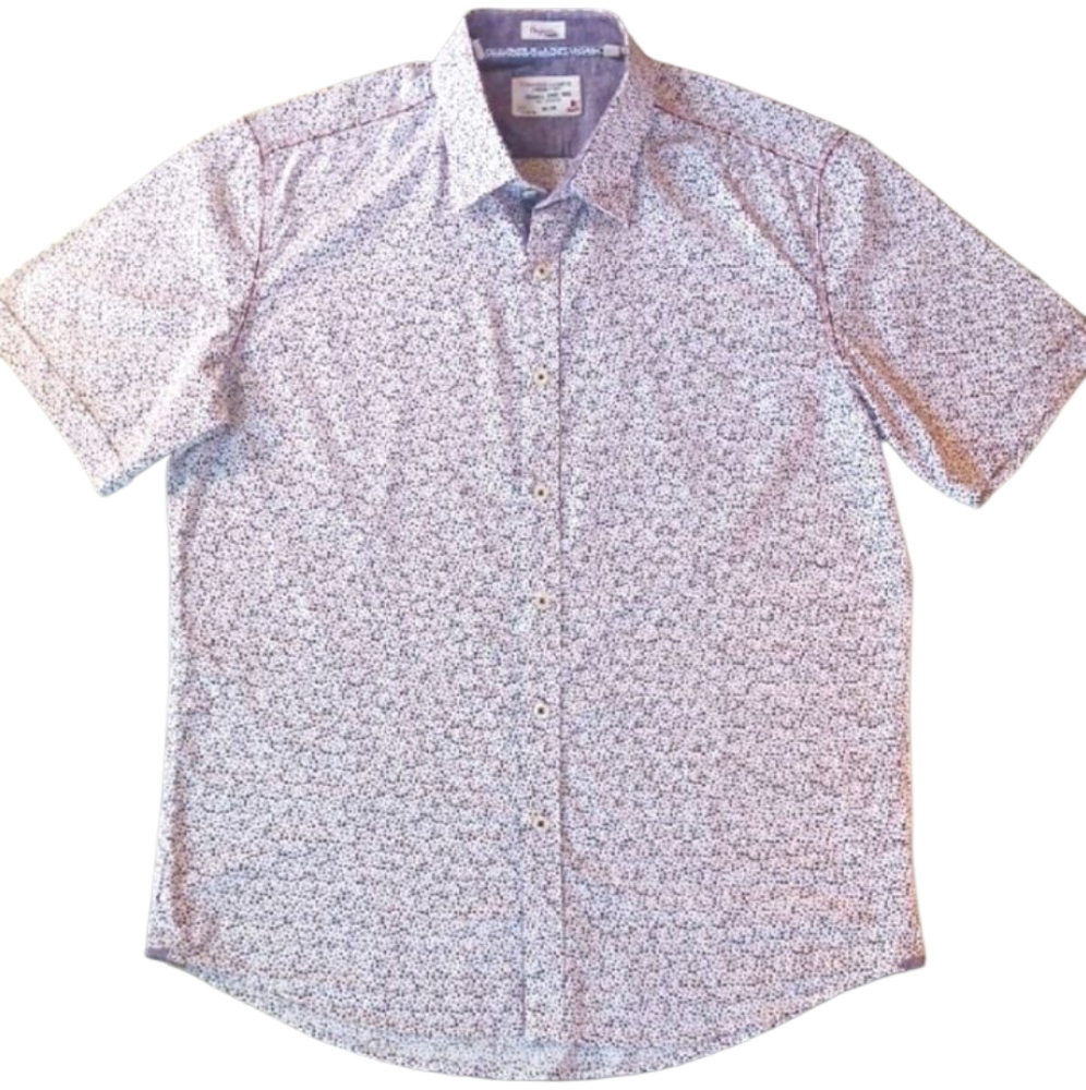 7 Diamonds Shirt-Casual, Large, White + Purple Multi.